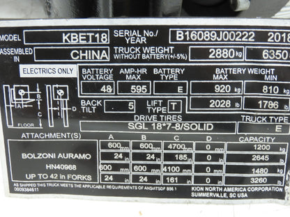 Baoli B00MT1426B00 Forklift Left Right Drive Axle & Motor 5-Lug Off KBET18