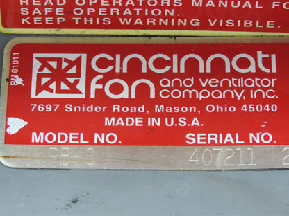 Cincinnati Fan PB-8 Centrifugal Blower .5Hp 1725rpm 230/460V 4" Outlet