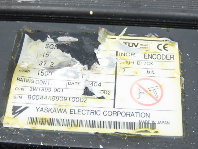 Yaskawa SGMGH-1EDCA61 AC Servo Motor 15kw 1500 RPM 400VAC  Encoder UTSIH-B17CK
