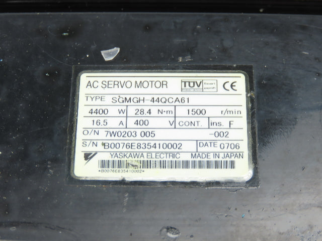 Yaskawa SGMGH-44QCA61 AC Servo Motor 4.4kw 1500 RPM 400VAC  Encoder UTSIH-B17CK
