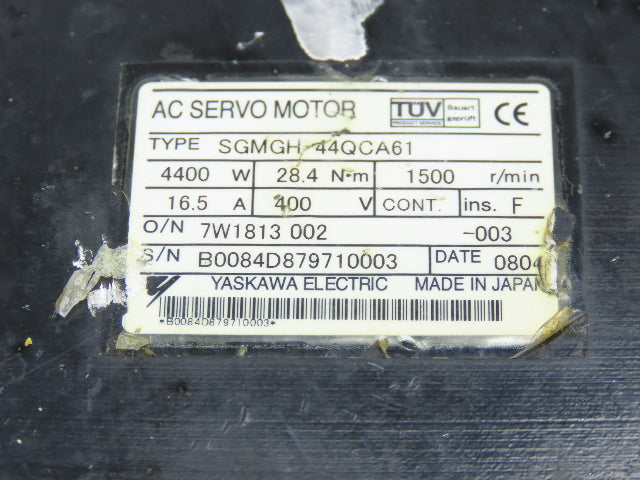 Yaskawa SGMGH-44QCA61 AC Servo Motor 4.4kw 1500 RPM 400VAC  *Read*