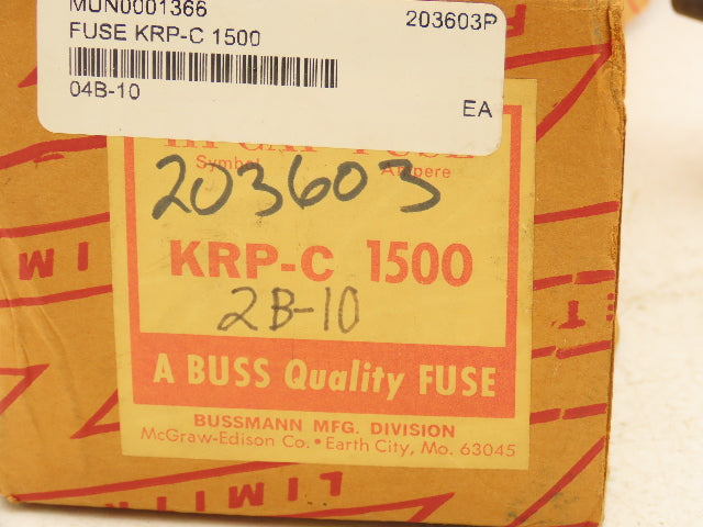 Bussmann KRP-C 1500 Hi-Cap 1500A Fuse Time Delay Current Limiting 600V