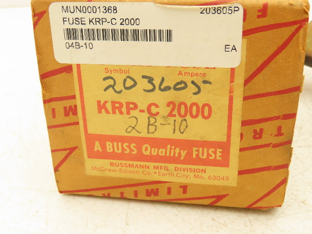 Bussmann KRP-C 2000 HI-Cap 2000A Fuse Time Delay Current-Limiting 600VAC