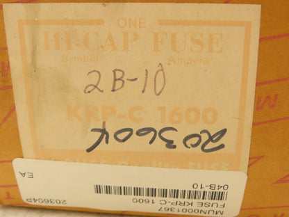 Bussmann KRP-C 1600 Hi-Cap 1600A Fuse Time Delay Current Limiting 600V