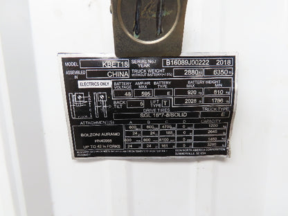 Baoli 0015T04700 Forklift Mast Class II 3 Stage 3 Lever 185" Lift 3260lbs KBET18