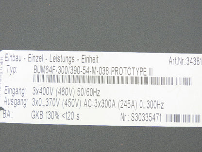 Baumuller BUM64F-300/390-54-M-038 AC Servo Motor Drive With Control 400V 3Ph