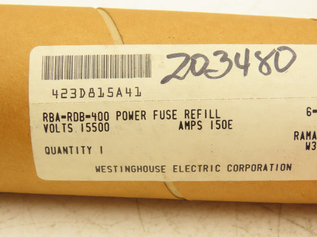 Westinghouse 423D815A41 Power Fuse Refill 150E Amp 15.5KV Speed-Standard