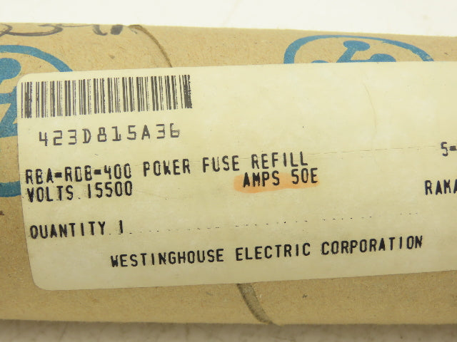 Westinghouse 423D815A36 Power Fuse Refill 50E Amp 15.5KV Speed-Standard 15,500V