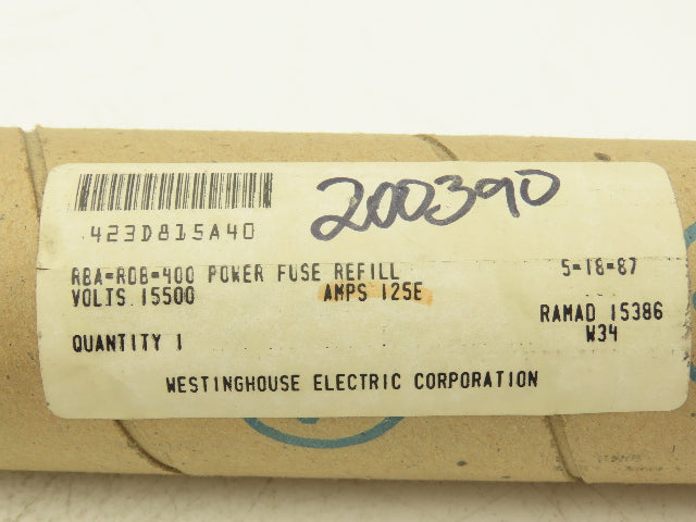 Westinghouse 423D815A40 Power Fuse Refill 125E Amp 15.5KV Speed-Standard 15,500V