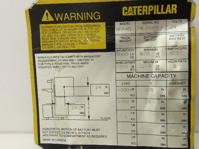 Caterpillar 1016736/001 Stand-Up Forklift Joystick Hand Controller Off NRR40