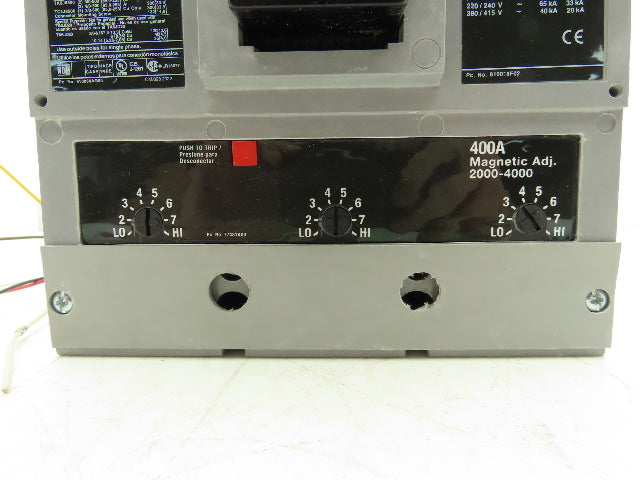 Siemens JXD63B400 Circuit Breaker 400A 3 Pole 3PH 600V Type JXD6-A Magnetic Adj