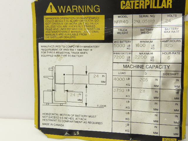 Caterpillar Forklift Micro Command Dash Display Instrument Panel Off NRR40
