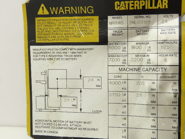 Caterpillar 154-012-365 E Forklift Card Assembly Module Removed From NRR40