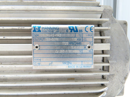 Hanning Elektro-Werke D9LHU4S-142 Electric Motor 1.5KW 265/480 3Ph 5.4/3.1A