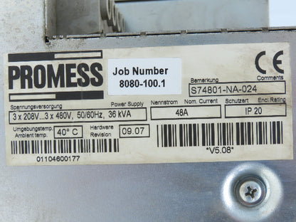 Promess S74801-NA-024 Digital Servo Drive Amplifier 208/480V 3PH 36kVa 48A