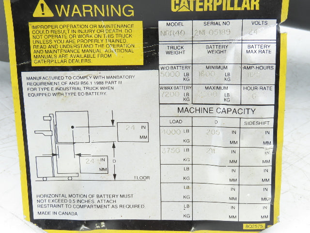 Caterpillar V4-4002 Forklift Drive Axle Power Steering Hub & Motor Off NRR40
