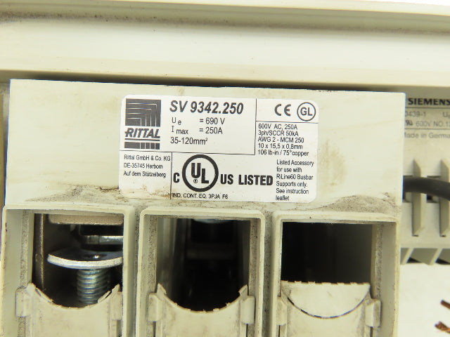 Siemens 3 Pole Motor Starter Bus Bar Feeder Assembly 2x 55mmx242mm 5x 45x182mm
