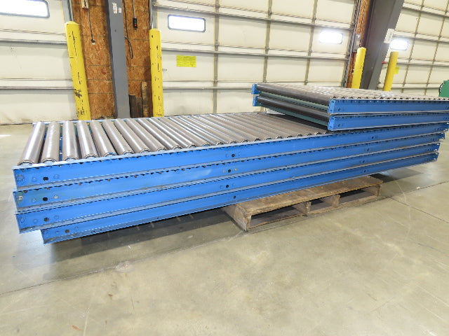 34" Gravity Conveyor 2.5" Roller 31"BF 6-Sections 50'L 16.5"-23.5"H Legs