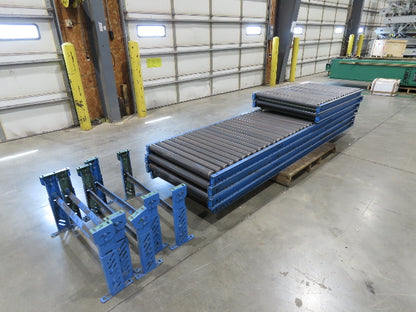 34" Gravity Conveyor 2.5" Roller 31"BF 6-Sections 50'L 16.5"-23.5"H Legs