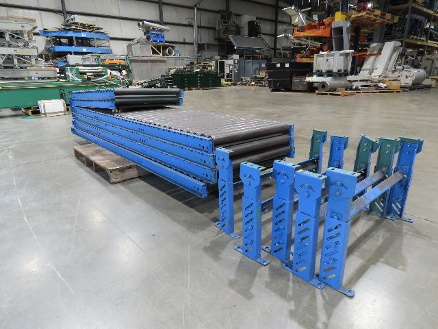 34" Gravity Conveyor 2.5" Roller 31"BF 6-Sections 50'L 16.5"-23.5"H Legs