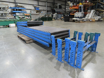 34" Gravity Conveyor 2.5" Roller 31"BF 6-Sections 50'L 16.5"-23.5"H Legs