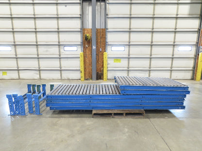 34" Gravity Conveyor 2.5" Roller 31"BF 6-Sections 50'L 16.5"-23.5"H Legs