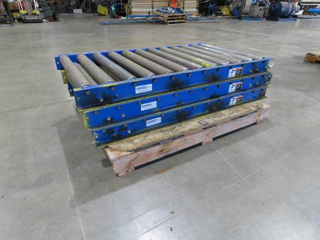 Lewco 30"W x 54"L Gravity Conveyor 2.5" Roller 27"BF 3-Sections 13' 6"Length
