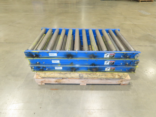 Lewco 30"W x 54"L Gravity Conveyor 2.5" Roller 27"BF 3-Sections 13' 6"Length