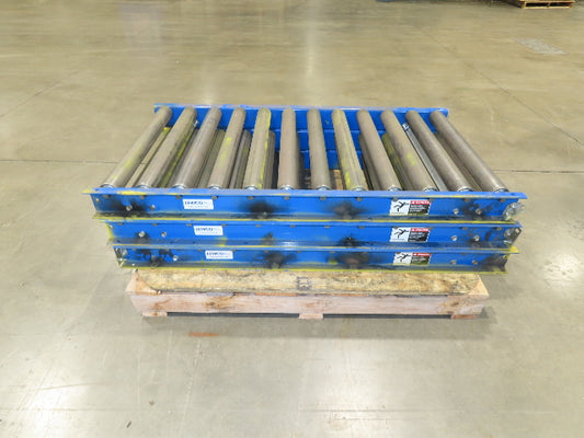 Lewco 30"W x 54"L Gravity Conveyor 2.5" Roller 27"BF 3-Sections 13' 6"Length