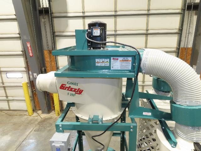 Grizzly G0601 Cyclone Dust Collector Dual Bag Filter 5Hp 3PH 2184 CFM 55Gal