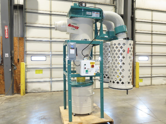 Grizzly G0601 Cyclone Dust Collector Dual Bag Filter 5Hp 3PH 2184 CFM 55Gal