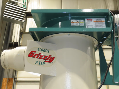 Grizzly G0601 Cyclone Dust Collector Dual Bag Filter 5Hp 3PH 2184 CFM 55Gal