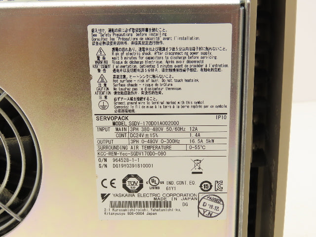 Yaskawa SGDV-170D01A002000 SERVOPACK Drive Controller Module 5kW 480V 3Ph