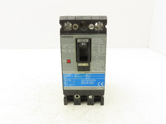 Siemens ED63B080 Sentron Circuit Breaker 600V 3 Pole 80A