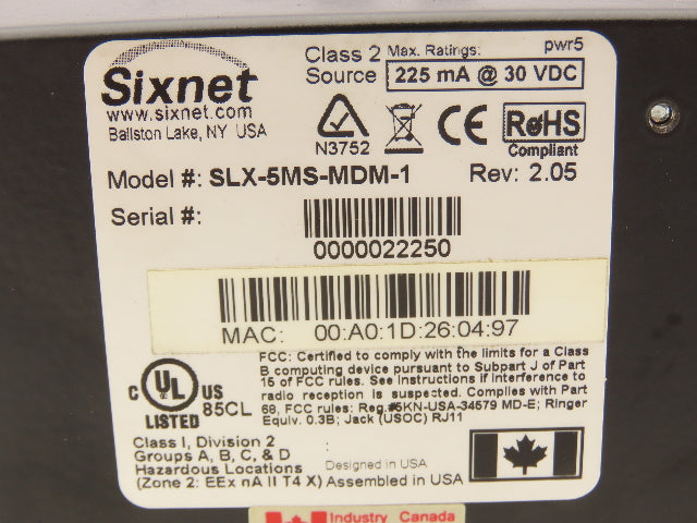 Sixnet SLX-5MS-MDM-1 Industrial Land Line Modem Remote Access Switch