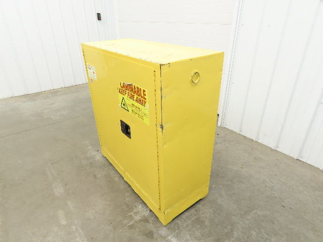 Eagle 1932 Yellow Flammable Safety Cabinet Dual Door 30 Gallon Liquid One Shelf
