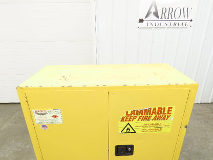 Eagle 1932 Yellow Flammable Safety Cabinet Dual Door 30 Gallon Liquid One Shelf