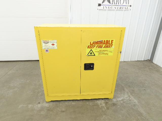 Eagle 1932 Yellow Flammable Safety Cabinet Dual Door 30 Gallon Liquid One Shelf