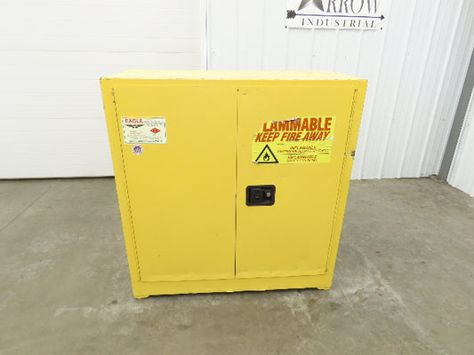 Eagle 1932 Yellow Flammable Safety Cabinet Dual Door 30 Gallon Liquid One Shelf