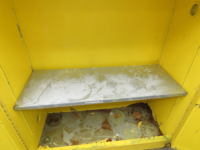 Yellow Flammable Safety Cabinet Dual Door 30 Gallon Liquid One Shelf