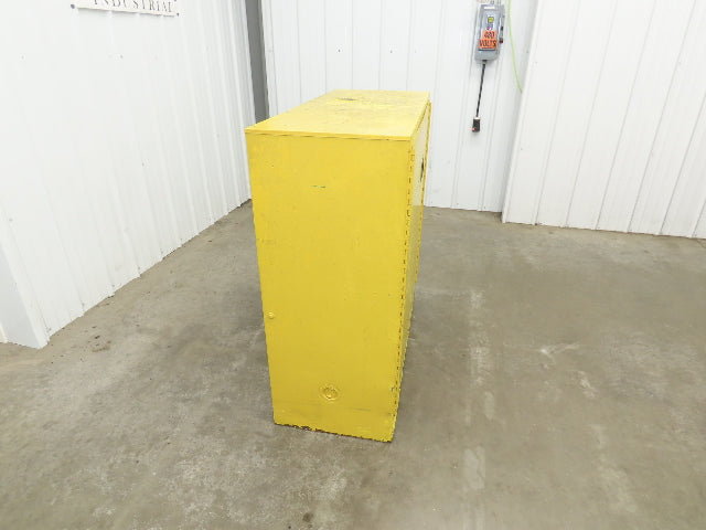 Yellow Flammable Safety Cabinet Dual Door 30 Gallon Liquid One Shelf