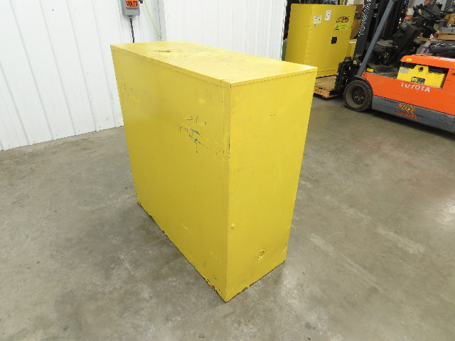 Yellow Flammable Safety Cabinet Dual Door 30 Gallon Liquid One Shelf