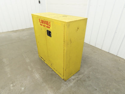 Yellow Flammable Safety Cabinet Dual Door 30 Gallon Liquid One Shelf