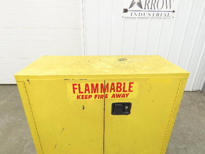 Yellow Flammable Safety Cabinet Dual Door 30 Gallon Liquid One Shelf