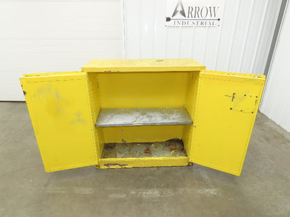 Yellow Flammable Safety Cabinet Dual Door 30 Gallon Liquid One Shelf