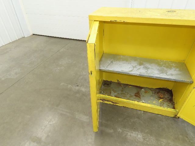 Yellow Flammable Safety Cabinet Dual Door 30 Gallon Liquid One Shelf