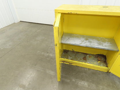 Yellow Flammable Safety Cabinet Dual Door 30 Gallon Liquid One Shelf