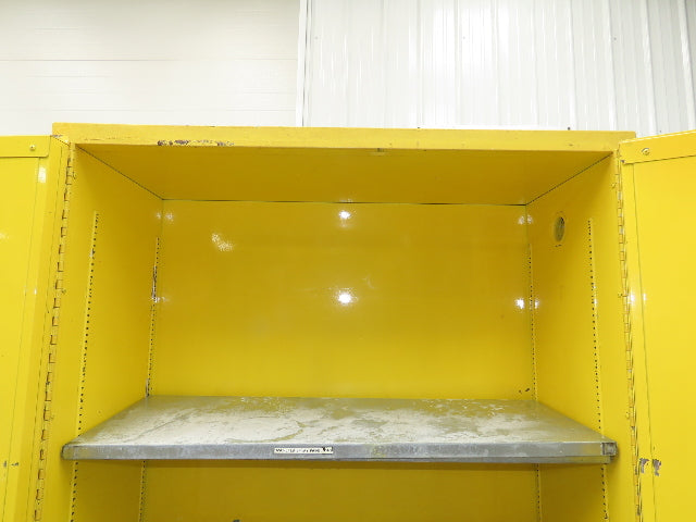 Yellow Flammable Safety Cabinet Dual Door 30 Gallon Liquid One Shelf