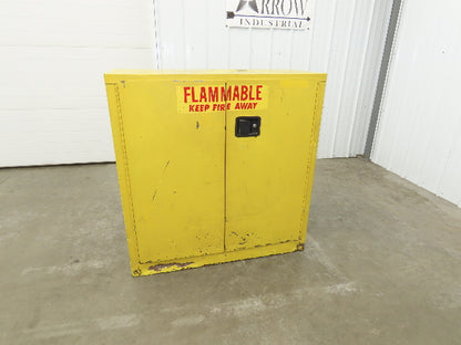 Yellow Flammable Safety Cabinet Dual Door 30 Gallon Liquid One Shelf