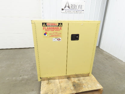 Securall A140 Yellow Flammable Safety Cabinet Dual Door 40 Gallon Liquid